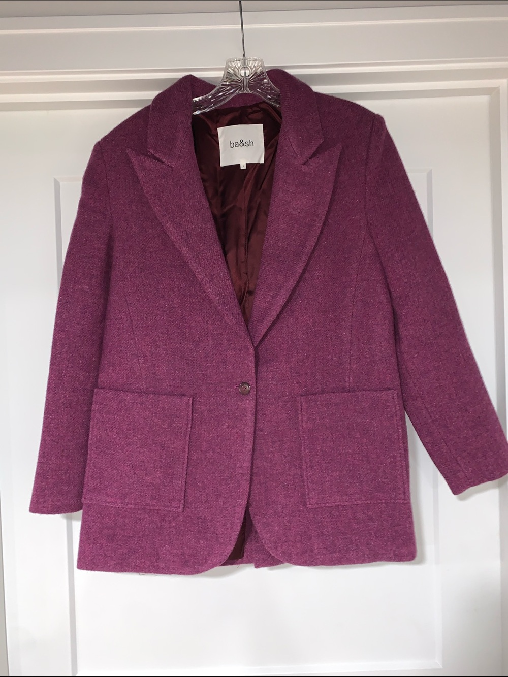 ba&sh Sonya Rose Wool-Blend Single-Button Blazer, size M (2)